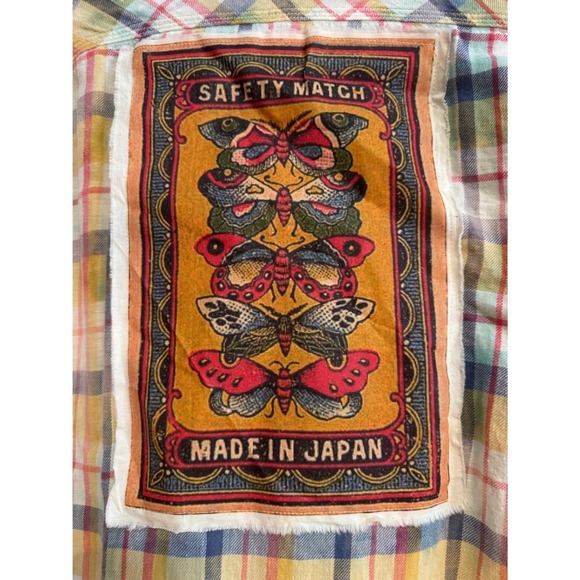 Gap 1969 Other - Plaid Button-Up Flannel Shirt w/ Vintage Safety Match Moth Patch Mens size M